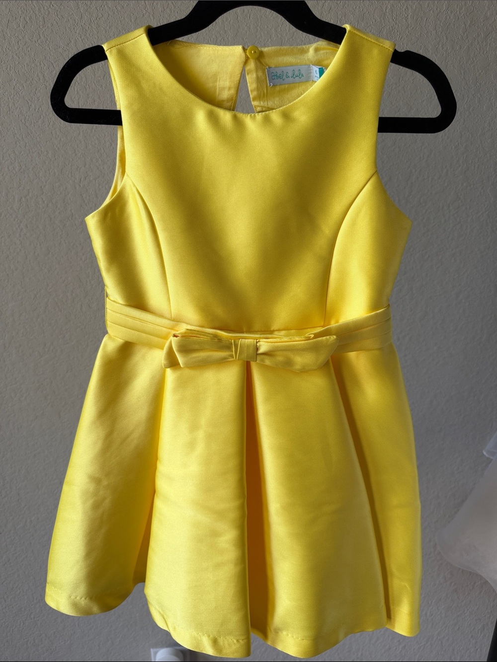 Girls' Yellow Satin Bow-Waist Formal Dress 6